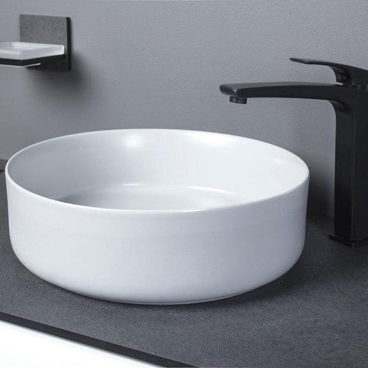 Ruby Lady 355mm Ceramic Round Washbowl & Waste - Matt White - RUBY100508 - Envy Bathrooms Ltd