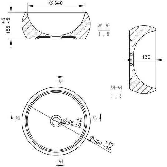 Ruby Lulu 400mm Ceramic Washbowl - Stone Effect - RUBY106868 - Envy Bathrooms Ltd