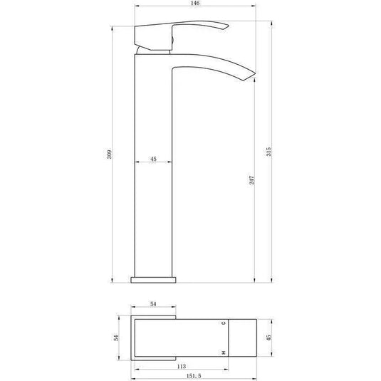 Ruby Max Tall Basin Mixer - Chrome - RUBY105688 - Envy Bathrooms Ltd
