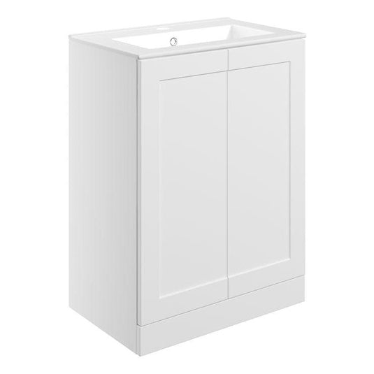 Ruby Mocha 615mm Floor Standing 2 Door Basin Unit & Basin - Matt White - RUBY108514 - Envy Bathrooms Ltd