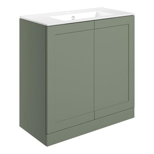 Ruby Mocha 815mm Floor Standing 2 Door Basin Unit & Basin - Matt Reed Green - RUBY108521 - Envy Bathrooms Ltd