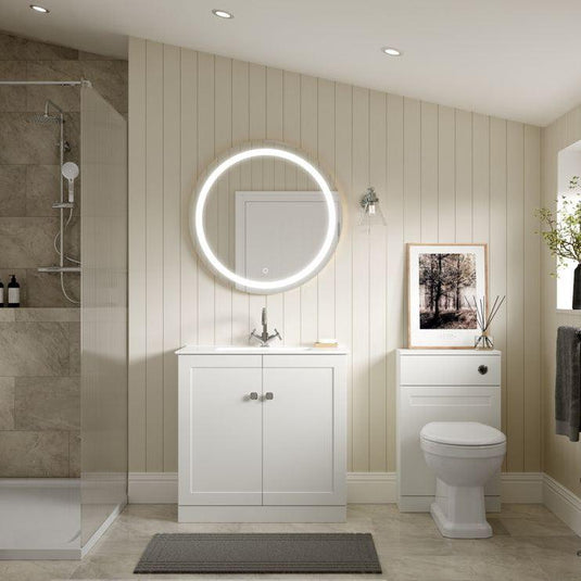 Ruby Mocha 815mm Floor Standing 2 Door Basin Unit & Basin - Matt White - RUBY108520 - Envy Bathrooms Ltd