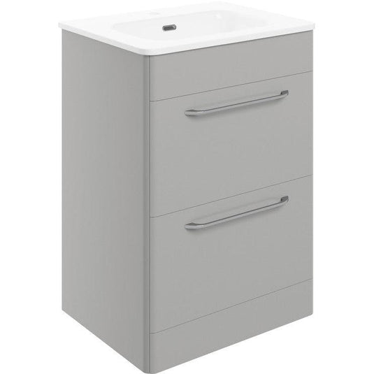 Ruby Nova 610mm 2 Drawer Floor Unit & Basin - Grey Gloss - RUBY104096 - Envy Bathrooms Ltd