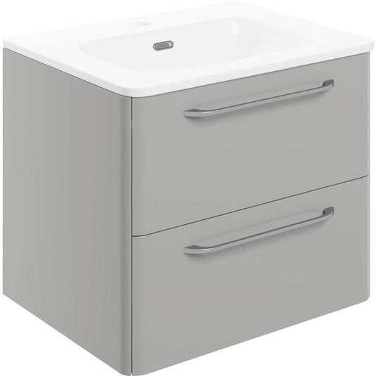 Ruby Nova 610mm 2 Drawer Wall Unit & Basin - Grey Gloss - RUBY104094 - Envy Bathrooms Ltd