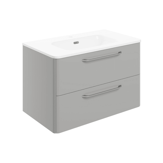 Ruby Nova 810mm 2 Drawer Wall Unit & Basin - Grey Gloss - RUBY104098 - Envy Bathrooms Ltd