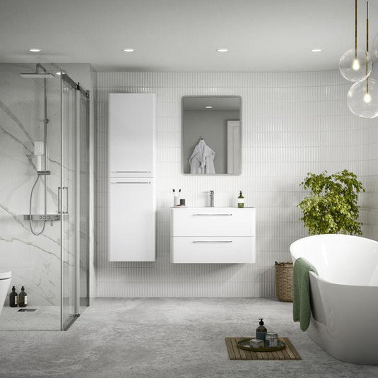 Ruby Nova 810mm 2 Drawer Wall Unit & Basin - White Gloss - RUBY104097 - Envy Bathrooms Ltd