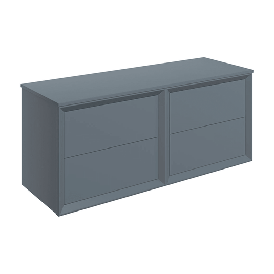 Ruby Oscar 1200mm Wall Hung 4 Drawer Basin Unit Run & Top - Matt Storm Blue - RUBY108477 - Envy Bathrooms Ltd