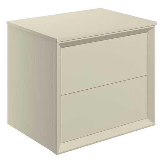 Ruby Oscar 600mm Wall Hung 2 Drawer Basin Unit & Top - Matt Cotton - RUBY108469 - Envy Bathrooms Ltd