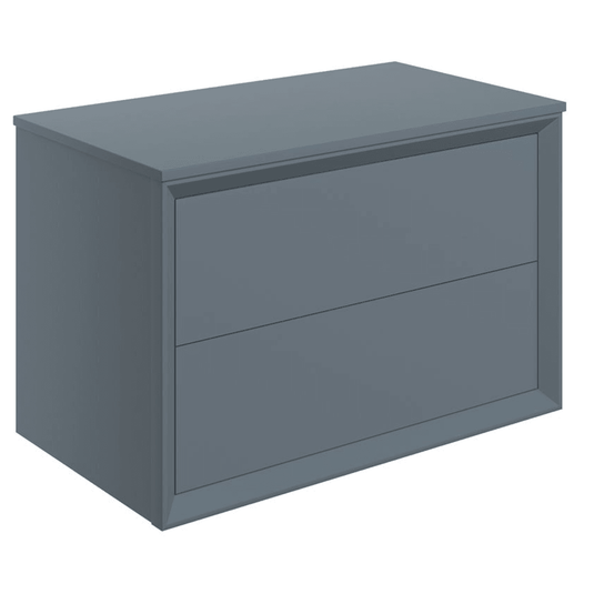 Ruby Oscar 800mm Wall Hung 2 Drawer Basin Unit & Top - Matt Storm Blue - RUBY108474 - Envy Bathrooms Ltd