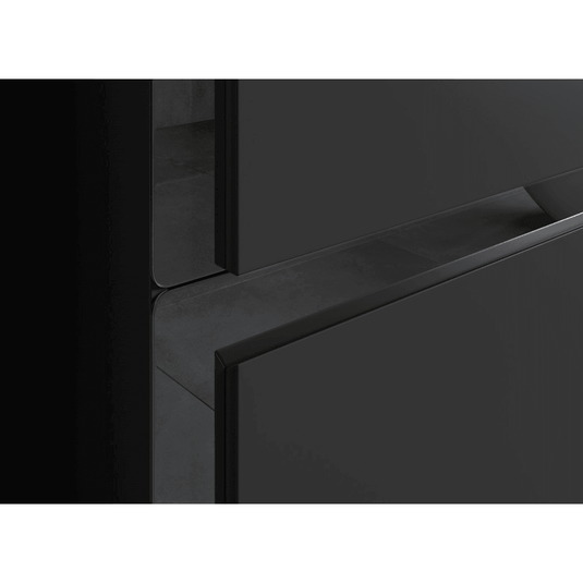 Ruby Paisley 815mm Wall Hung 2 Drawer Basin Unit & White Basin - Matt Black & Glass - RUBY106882 - Envy Bathrooms Ltd