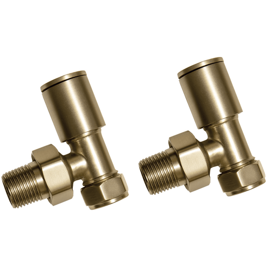 Ruby Patterned Brushed Brass Radiator Valves - Angled - RUBY107160 - Envy Bathrooms Ltd