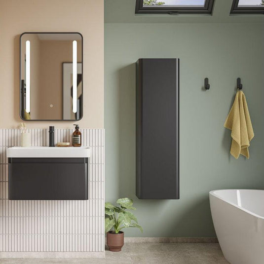 Ruby Penny 350mm Wall Hung 1 Door Tall Unit - Matt Black - RUBY108926 - Envy Bathrooms Ltd