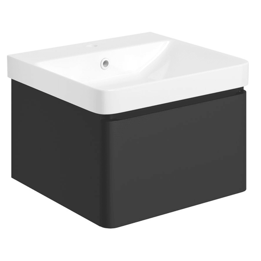 Ruby Penny 500mm Wall Hung 1 Drawer Basin Unit & Basin - Matt Black - RUBY108933 - Envy Bathrooms Ltd
