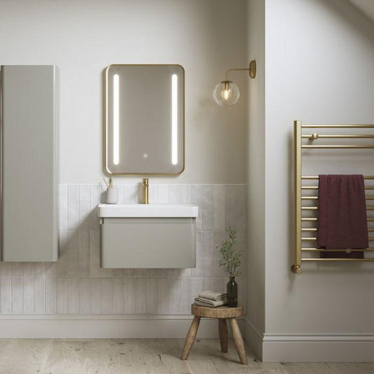 Ruby Penny 500mm Wall Hung 1 Drawer Basin Unit & Basin - Matt Latte - RUBY108930 - Envy Bathrooms Ltd