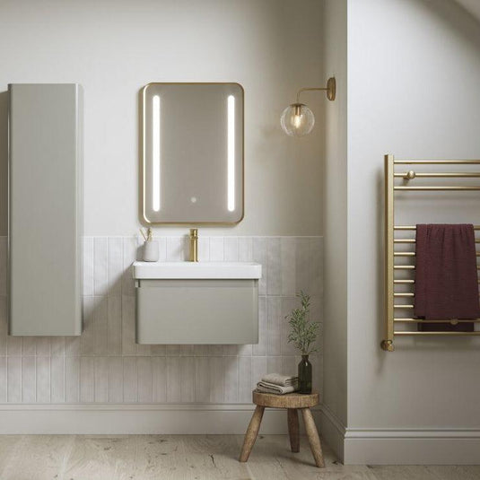 Ruby Penny 805mm Wall Hung 1 Drawer Basin Unit & Basin - Matt Latte - RUBY108932 - Envy Bathrooms Ltd