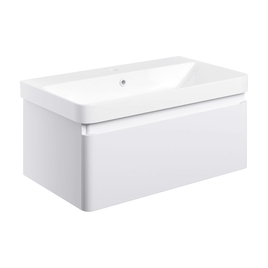 Ruby Penny 805mm Wall Hung 1 Drawer Basin Unit & Basin - Matt White - RUBY108929 - Envy Bathrooms Ltd