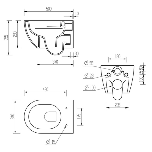 Ruby Piper Rimless Wall Hung WC & Soft Close Seat - RUBY106142 - Envy Bathrooms Ltd