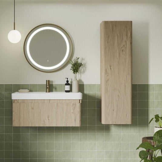 Ruby Princess 805mm Wall Hung 1 Drawer Basin Unit & Basin - Textured Oak - RUBY108923 - Envy Bathrooms Ltd