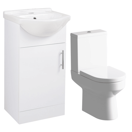 Ruby Ranger 450mm Vanity & C/C Toilet Pack - White - RUBY107166 - Envy Bathrooms Ltd