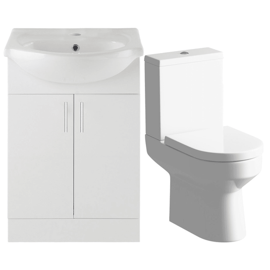 Ruby Ranger 650mm Vanity & C/C Toilet Pack - White - RUBY107168 - Envy Bathrooms Ltd