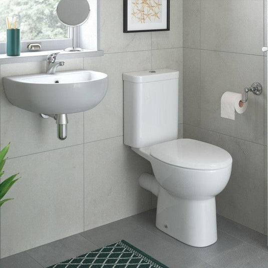 Ruby River 450x400mm 1TH Cloakroom Basin & Brushed Brass Bottle Trap - RUBY106864 - Envy Bathrooms Ltd