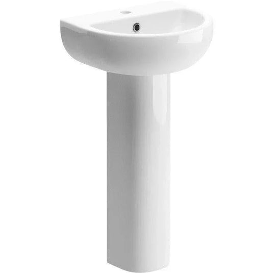 Ruby River 450x400mm 1TH Basin & Full Pedestal - RUBY1826 - Envy Bathrooms Ltd