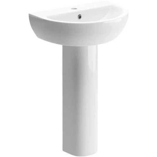 Ruby River 550x400mm 1TH Basin & Full Pedestal - RUBY1830 - Envy Bathrooms Ltd