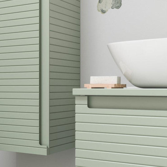 Ruby Roo 600mm Wall Hung 1 Drawer Basin Unit & Worktop - Matt Willow Green - RUBY106938 - Envy Bathrooms Ltd