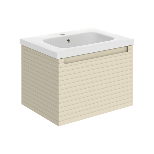 Ruby Roo 615mm Wall Hung 1 Drawer Basin Unit & Basin - Matt Cotton - RUBY106929 - Envy Bathrooms Ltd
