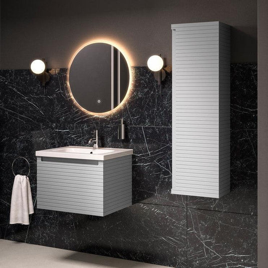 Ruby Roo 615mm Wall Hung 1 Drawer Basin Unit & Basin - Matt Mineral Grey - RUBY106934 - Envy Bathrooms Ltd