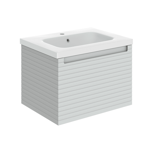 Ruby Roo 615mm Wall Hung 1 Drawer Basin Unit & Basin - Matt Mineral Grey - RUBY106934 - Envy Bathrooms Ltd