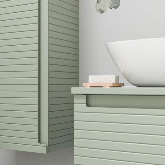 Ruby Roo 800mm Wall Hung 1 Drawer Basin Unit & Worktop - Matt Willow Green - RUBY106940 - Envy Bathrooms Ltd
