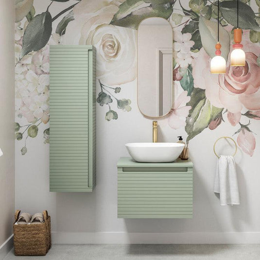 Ruby Roo 800mm Wall Hung 1 Drawer Basin Unit & Worktop - Matt Willow Green - RUBY106940 - Envy Bathrooms Ltd