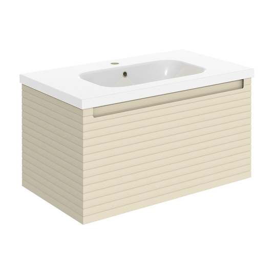 Ruby Roo 815mm Wall Hung 1 Drawer Basin Unit & Basin - Matt Cotton - RUBY106931 - Envy Bathrooms Ltd