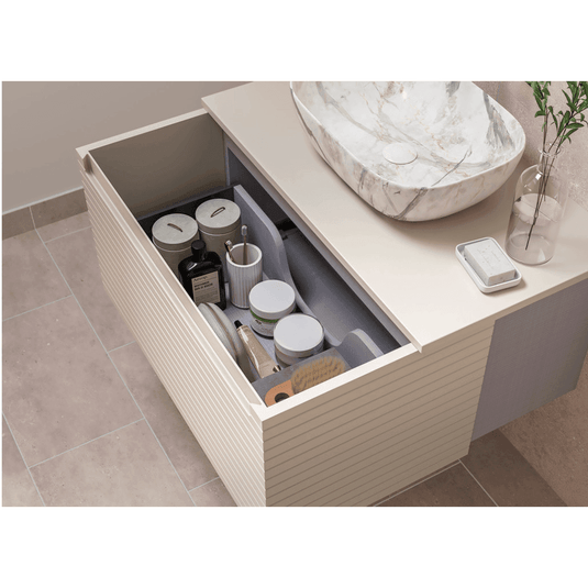 Ruby Roo 815mm Wall Hung 1 Drawer Basin Unit & Basin - Matt Cotton - RUBY106931 - Envy Bathrooms Ltd
