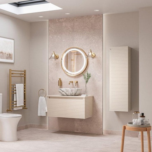Ruby Roo 815mm Wall Hung 1 Drawer Basin Unit & Basin - Matt Cotton - RUBY106931 - Envy Bathrooms Ltd