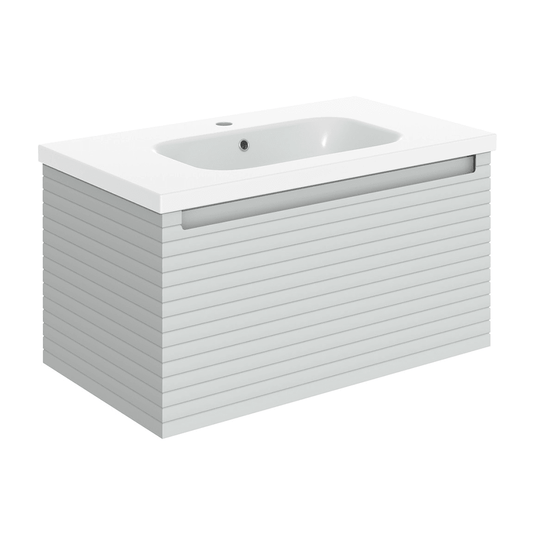 Ruby Roo 815mm Wall Hung 1 Drawer Basin Unit & Basin - Matt Mineral Grey - RUBY106936 - Envy Bathrooms Ltd