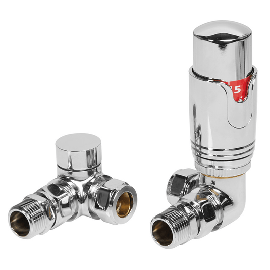 Ruby Round Thermostatic Chrome Radiator Valves - Corner - RUBY104993 - Envy Bathrooms Ltd