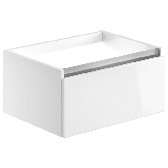 Ruby Sasha 600mm 1 Drawer Wall Hung Basin Unit (No Top) - White Gloss - RUBY101525 - Envy Bathrooms Ltd