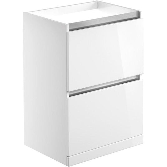 Ruby Sasha 600mm 2 Drawer Floor Standing Basin Unit (No Top) - White Gloss - RUBY101529 - Envy Bathrooms Ltd