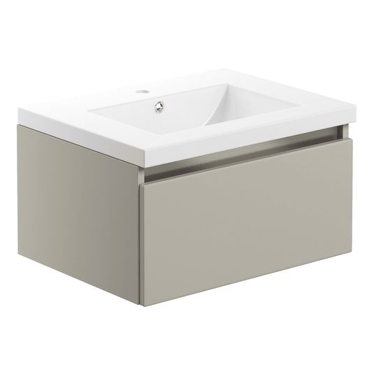 Ruby Sasha 615mm 1 Drawer Wall Hung Basin Unit Inc. Basin - Latte - RUBY101549 - Envy Bathrooms Ltd