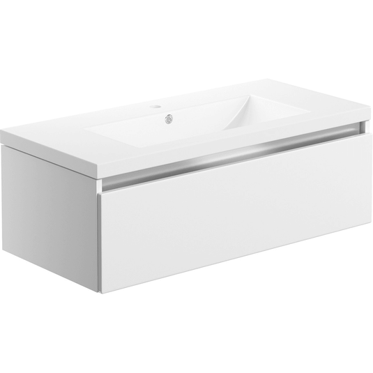 Ruby Sasha 815mm 1 Drawer Wall Hung Basin Unit Inc. Basin - White Gloss - RUBY101526 - Envy Bathrooms Ltd