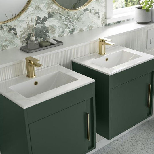Ruby Shadow 510mm Wall Hung Unit Inc. Basin - Matt Conifer Green - RUBY105316 - Envy Bathrooms Ltd