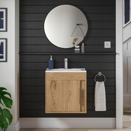 Ruby Shadow 510mm Wall Hung Unit Inc. Basin - Seville Oak - RUBY105314 - Envy Bathrooms Ltd