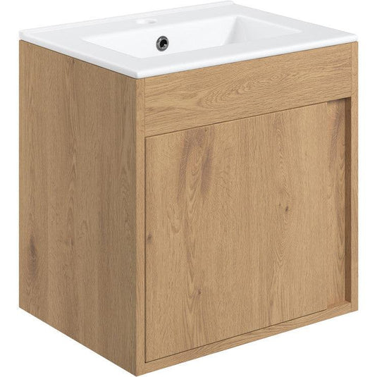 Ruby Shadow 510mm Wall Hung Unit Inc. Basin - Seville Oak - RUBY105314 - Envy Bathrooms Ltd