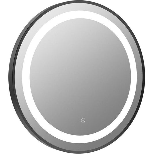 Ruby Shelby 600mm Round Front-Lit LED Mirror - Matt Black - RUBY106252 - Envy Bathrooms Ltd