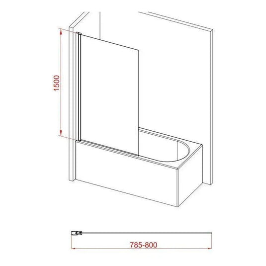 Ruby Single Straight Bath Screen - Brushed Brass - RUBY107501 - Envy Bathrooms Ltd