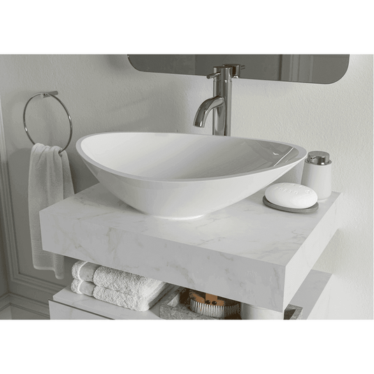 Ruby Smokey 800mm Wall Hung Basin Shelf - White Marble - RUBY106969 - Envy Bathrooms Ltd