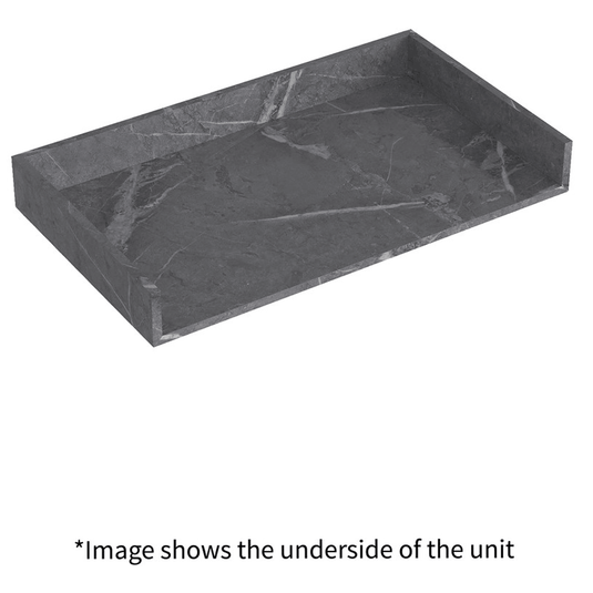 Ruby Smokey 800mm Wall Hung Grey Marble Basin Shelf & Brushed Bronze Bottle Trap - RUBY108909 - Envy Bathrooms Ltd