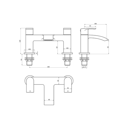 Ruby Teddy Bath Filler - Chrome - RUBY105748 - Envy Bathrooms Ltd